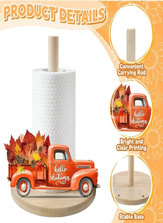 APUDWN Interchangeable Paper Towel Holder Seasonal Freestanding Bamboo Paper Towel Holder with 10 Holiday Sign Countertop Decoration for Christmas Thanksgiving Kitchen Home Bathroom(Truck) - Image 3